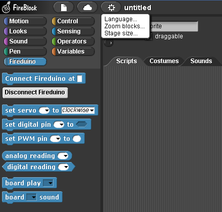 Fireblock quickstart option menu.png